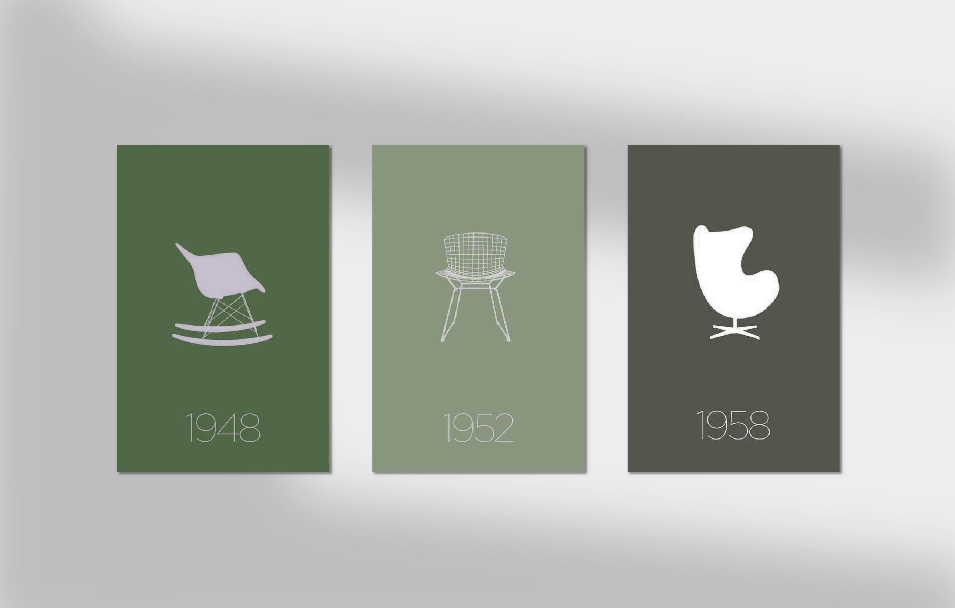 DERLOOK poster series of iconic chair silhouettes by year