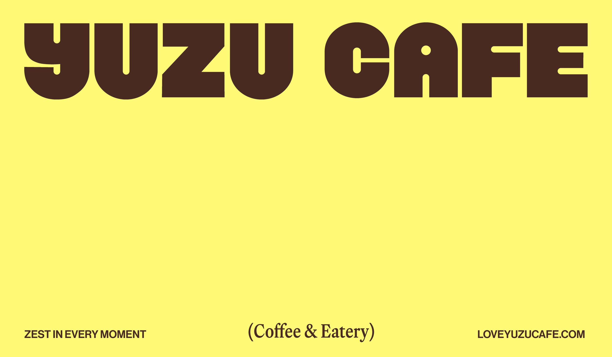 Yuzu Cafe wordmark on a yellow background